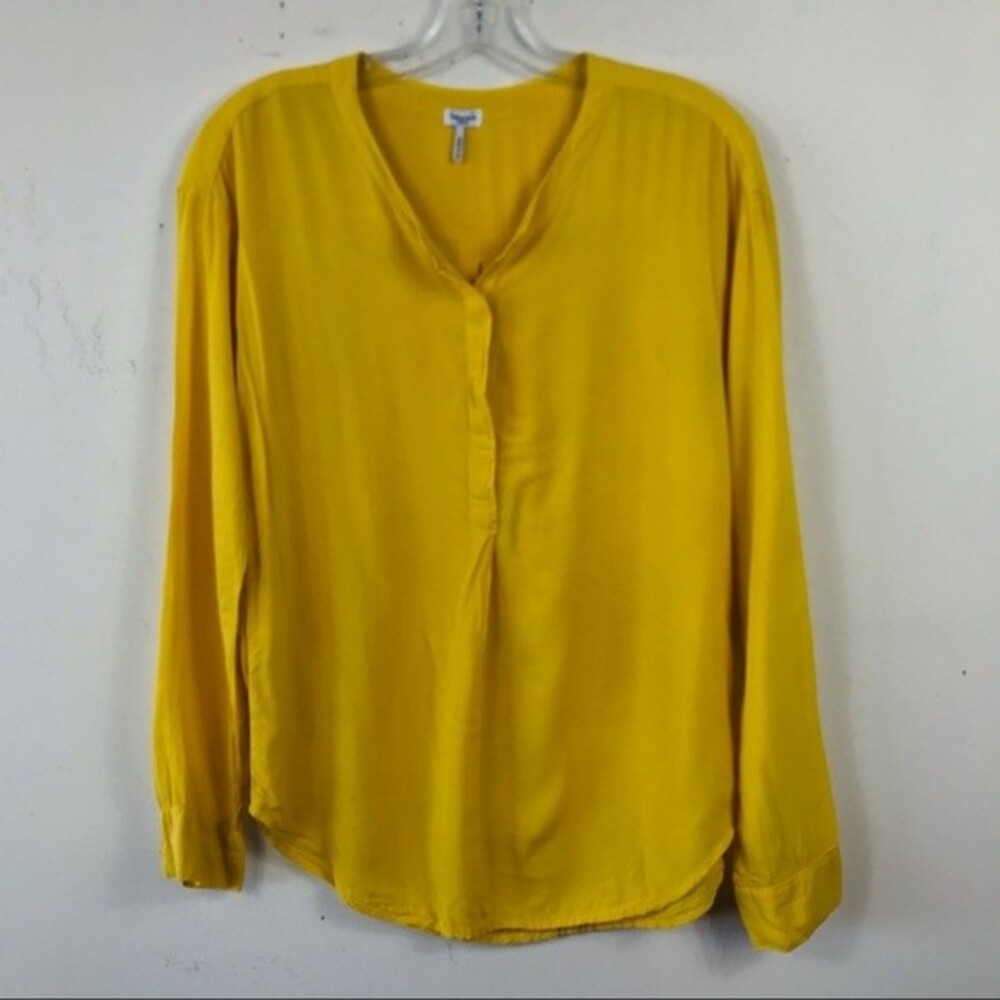 Splendid Yellow Henley Long Sleeve Tunic Blouse Top M Spring Summer Boho - Picture 10 of 14